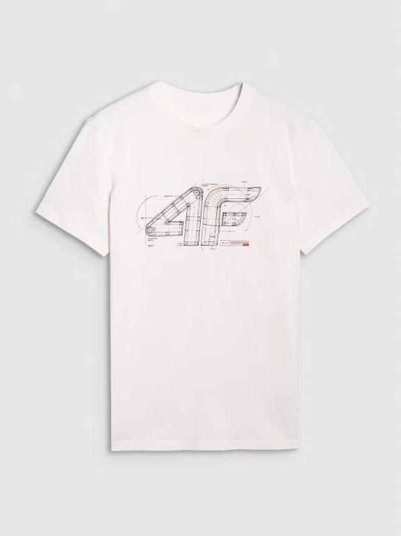 Męski t-shirt z nadrukiem 4F 4FRAW25TTSHM3311 - biały