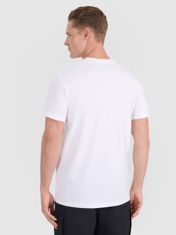 Męski t-shirt z nadrukiem 4F 4FRAW25TTSHM3311 - biały