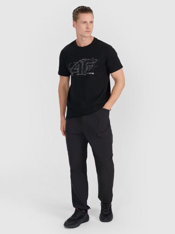 Męski t-shirt z nadrukiem 4F 4FRAW25TTSHM3311 - czarny