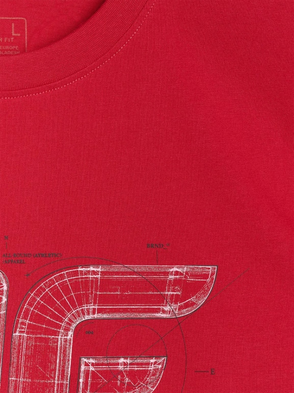 Męski t-shirt z nadrukiem 4F 4FRAW25TTSHM3311 - czerwony
