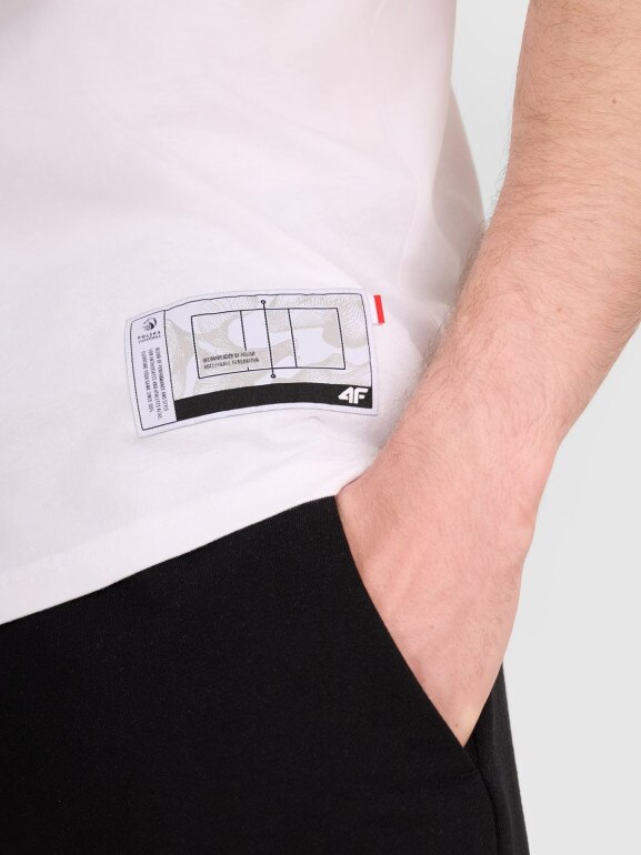 Męski t-shirt z nadrukiem 4F 4FRAW25TTSHM3319 - biały
