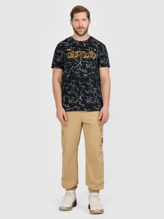 Męski t-shirt z nadrukiem 4F 4FRAW25TTSHM3379 - czarny