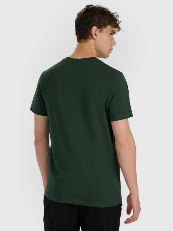 Męski t-shirt z nadrukiem 4F 4FRAW25TTSHM3338 - zielony