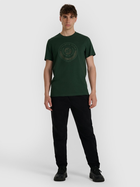 Męski t-shirt z nadrukiem 4F 4FRAW25TTSHM3338 - zielony