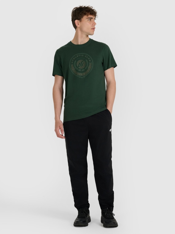 Męski t-shirt z nadrukiem 4F 4FRAW25TTSHM3338 - zielony