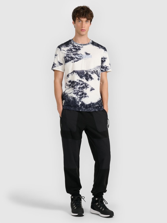 Męski t-shirt z nadrukiem 4F 4FRAW25TTSHM3417 - czarny