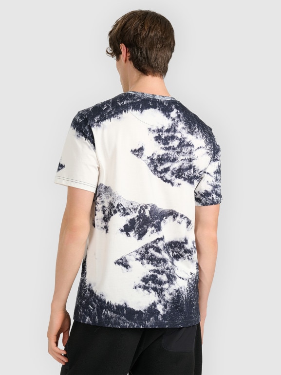 Męski t-shirt z nadrukiem 4F 4FRAW25TTSHM3417 - czarny