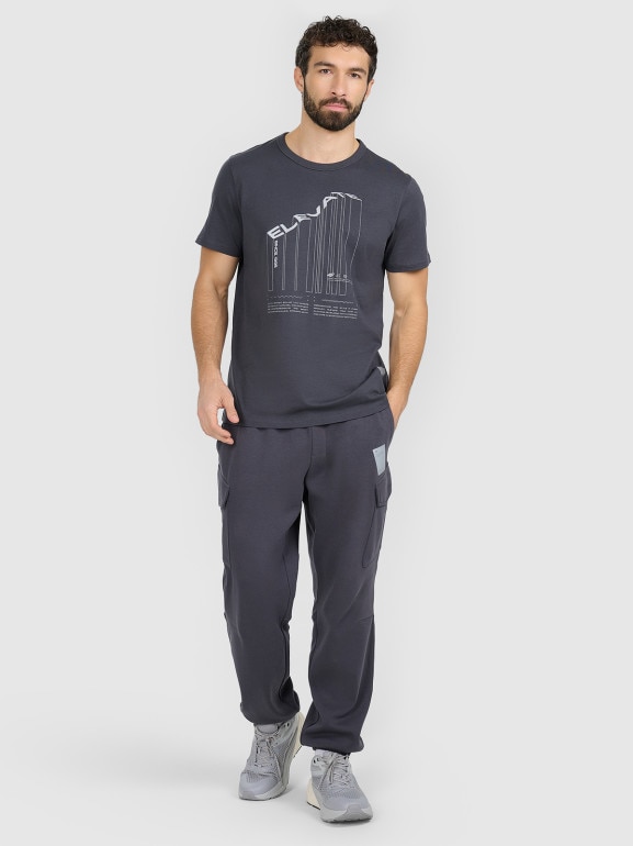 Męski t-shirt z nadrukiem 4F 4FRAW25TTSHM3845 - szary