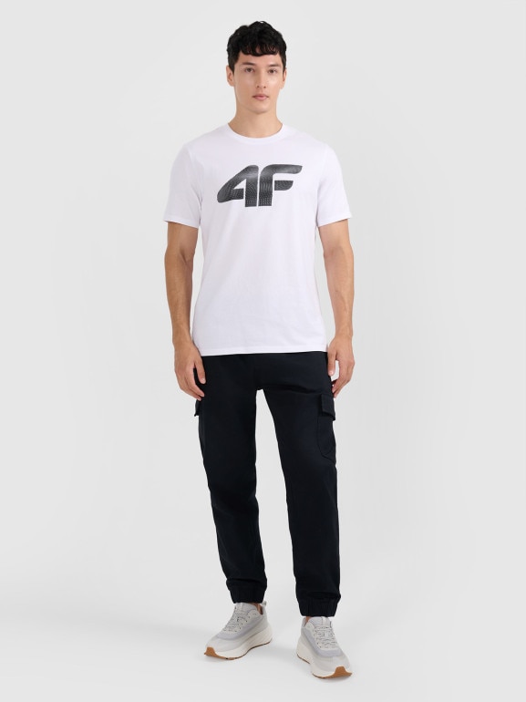 Męski t-shirt z nadrukiem 4F 4FRMM00TTSHM3251 - biały