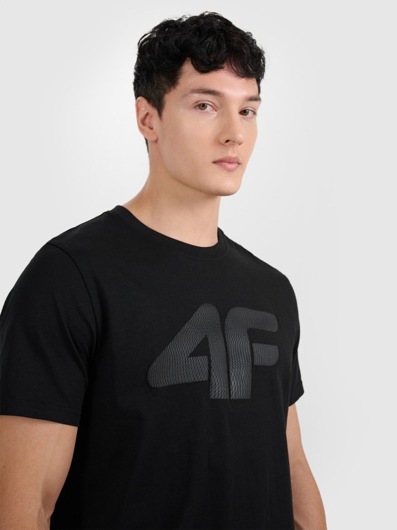 Męski t-shirt z nadrukiem 4F 4FRMM00TTSHM3251 - czarny