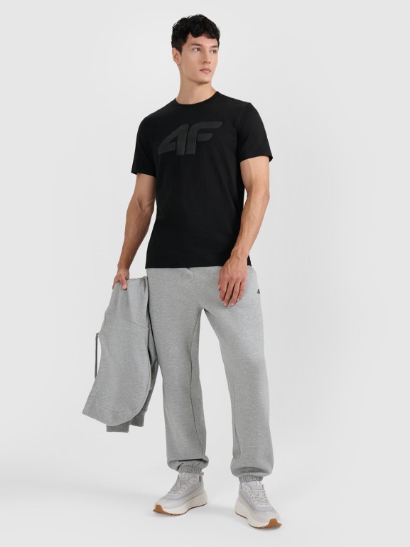 Męski t-shirt z nadrukiem 4F 4FRMM00TTSHM3251 - czarny