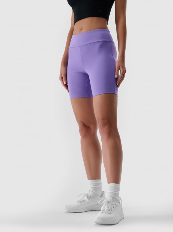 Damskie leginsy krótkie treningowe 4F 4FRSS24TSTIF007 - fioletowe