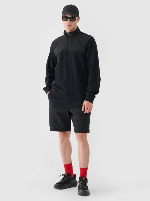 Męska bluza nierozpinana bez kaptura 4F 4FRSS24TSWSM2035 - czarna