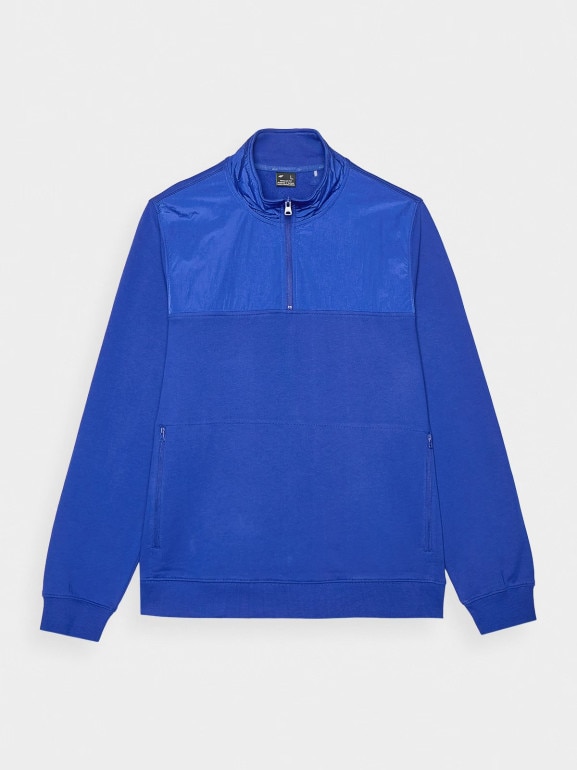 Męska bluza nierozpinana bez kaptura 4F 4FRSS24TSWSM2035 - niebieska