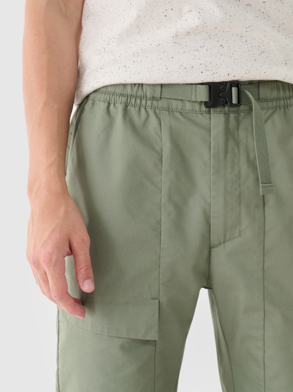 Męskie spodnie casual 4F 4FRSS24TTROM1327 - khaki