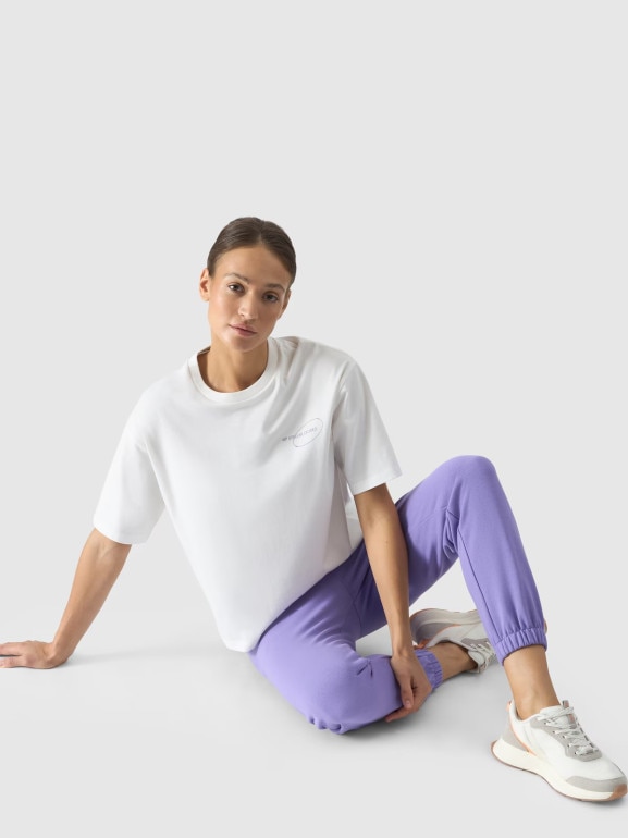 Damski t-shirt z nadrukiem 4F 4FRSS24TTSHF2089 - biały