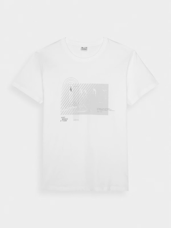 Męski t-shirt z nadrukiem 4F 4FRSS24TTSHM2469 - biały