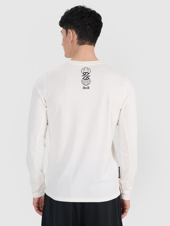 Męski longsleeve do koszykówki 4F 4FRSS25TFLOM484 - biały