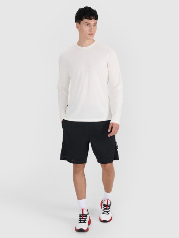 Męski longsleeve do koszykówki 4F 4FRSS25TFLOM484 - biały