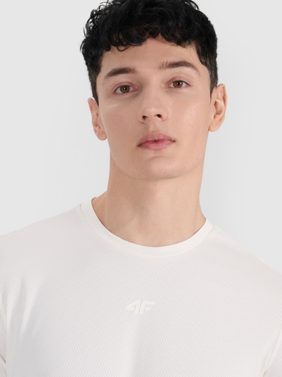 Męski longsleeve do koszykówki 4F 4FRSS25TFLOM484 - biały