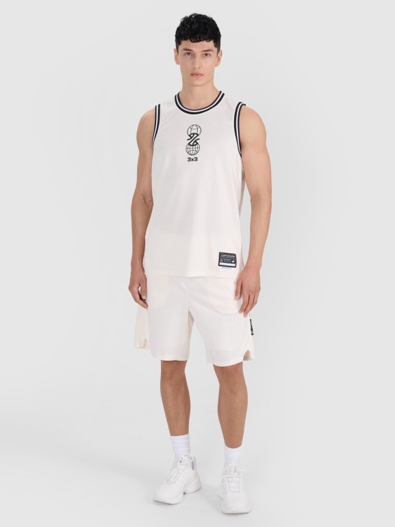 Męskie spodenki do koszykówki 4F 4FRSS25TFSHM1230 - białe