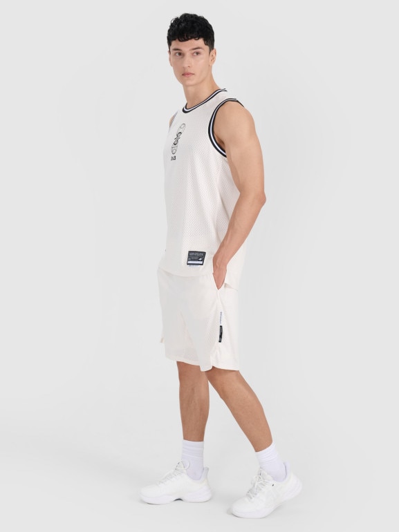Męskie spodenki do koszykówki 4F 4FRSS25TFSHM1230 - białe