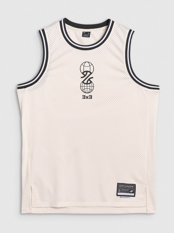 Męski top do koszykówki oversize 4F 4FRSS25TFSLM714 - biały