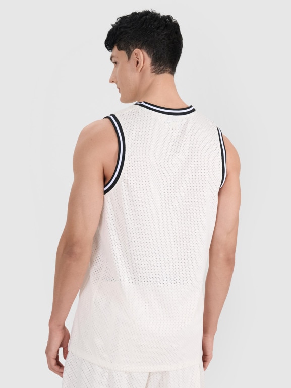 Męski top do koszykówki oversize 4F 4FRSS25TFSLM714 - biały