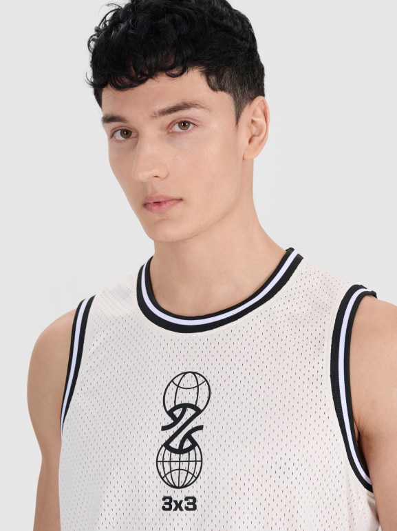 Męski top do koszykówki oversize 4F 4FRSS25TFSLM714 - biały