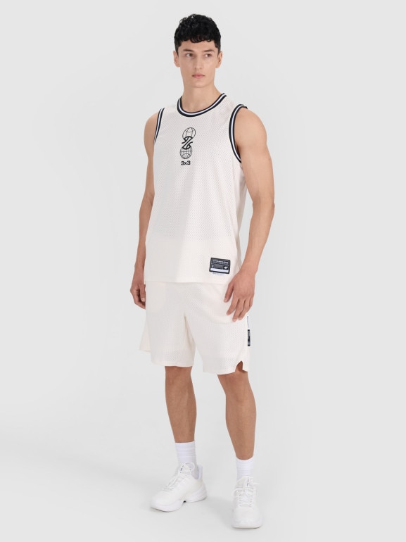 Męski top do koszykówki oversize 4F 4FRSS25TFSLM714 - biały