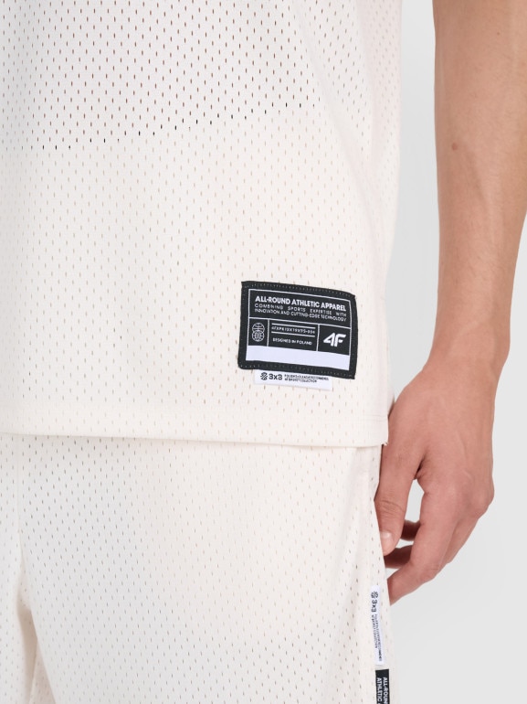Męski top do koszykówki oversize 4F 4FRSS25TFSLM714 - biały