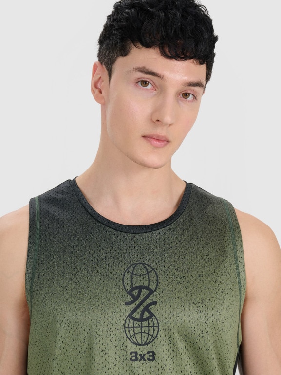 Męski top do koszykówki oversize 4F 4FRSS25TFSLM715 - zielony