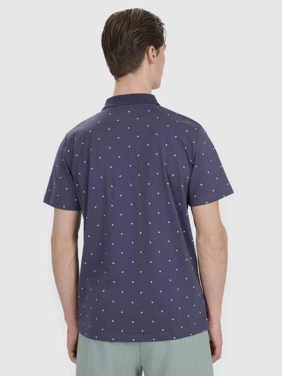 Męska koszulka polo z nadrukiem 4F 4FRSS25TPTSM634 - granatowa