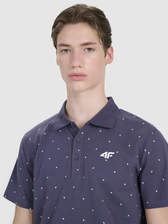 Męska koszulka polo z nadrukiem 4F 4FRSS25TPTSM634 - granatowa