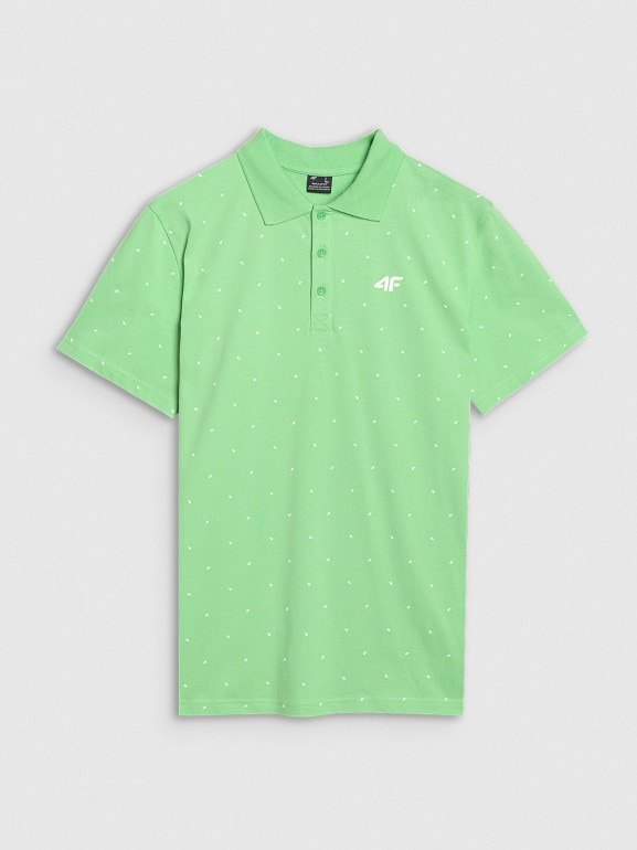 Męska koszulka polo z nadrukiem 4F 4FRSS25TPTSM634 - zielona