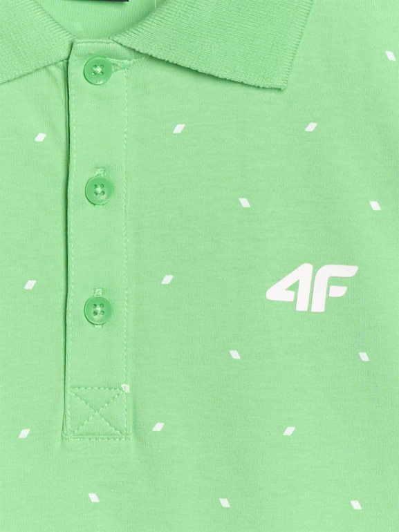 Męska koszulka polo z nadrukiem 4F 4FRSS25TPTSM634 - zielona