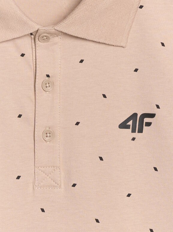 Męska koszulka polo z nadrukiem 4F 4FRSS25TPTSM634 - beżowa