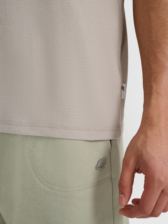 Męska koszulka polo 4F 4FRSS25TPTSM635 - beżowa