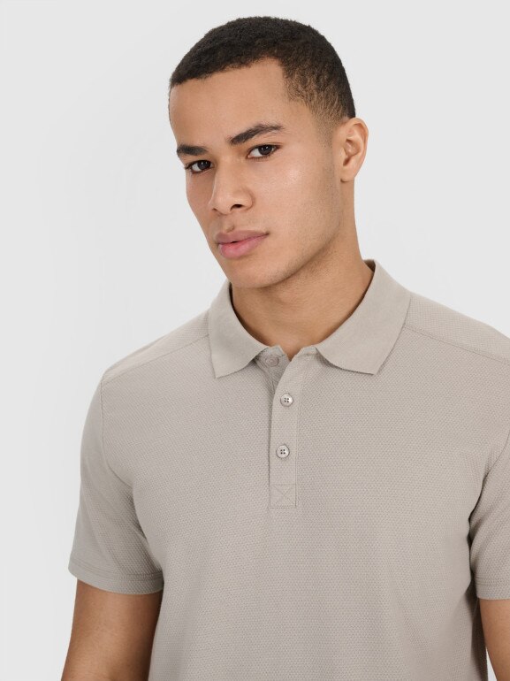 Męska koszulka polo 4F 4FRSS25TPTSM635 - beżowa