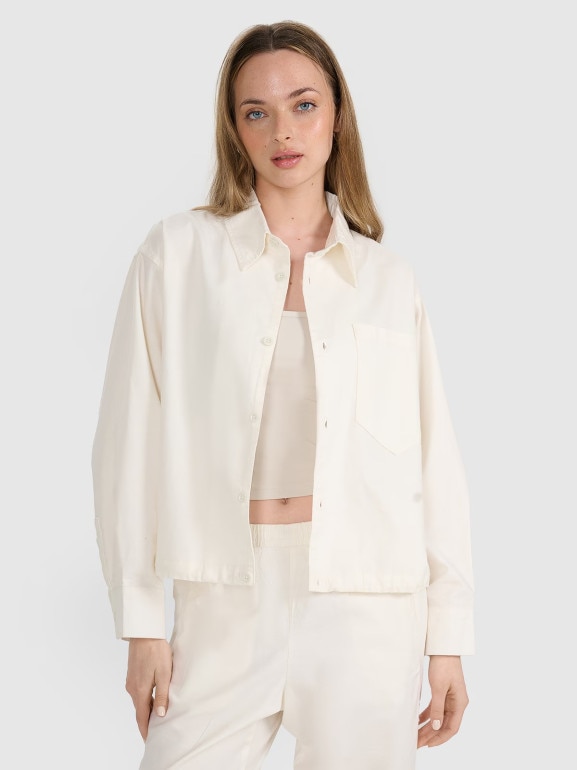 Damska koszula oversize 4F 4FRSS25TSHIF130 - biała