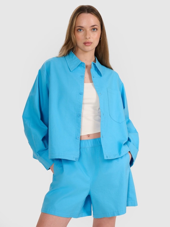 Damska koszula oversize 4F 4FRSS25TSHIF130 - niebieska