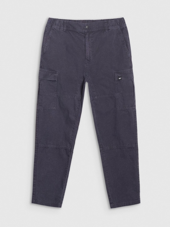 Męskie spodnie casual cargo 4F 4FRSS25TTROM1459 - granatowe
