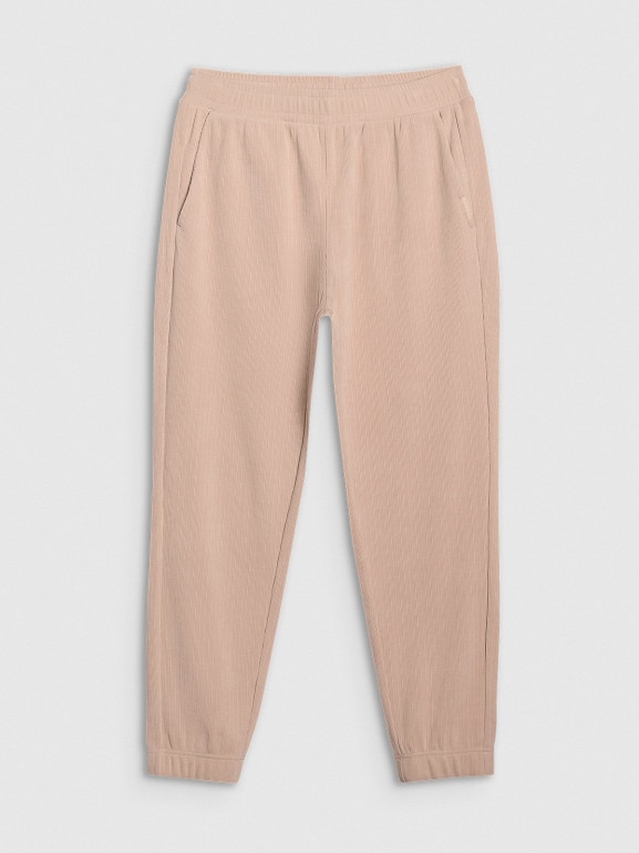 Męskie spodnie dresowe joggery 4F 4FRSS25TTROM1476 - beżowe