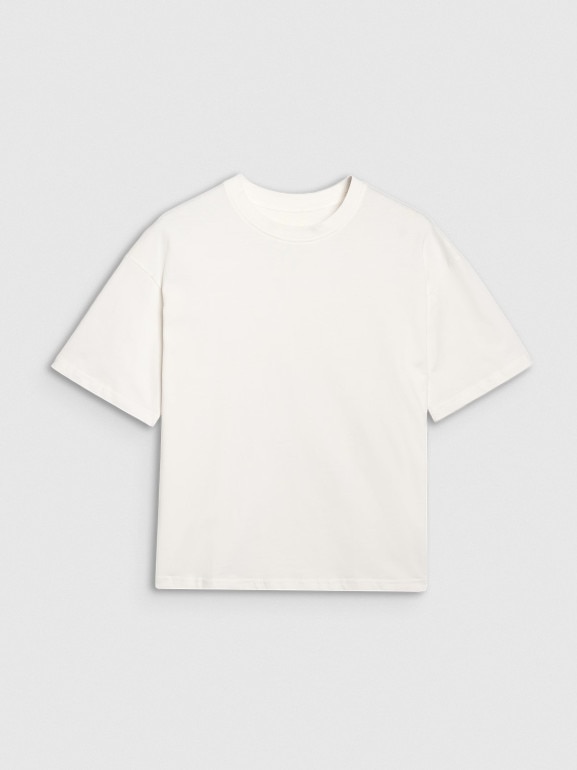 Damski t-shirt oversize bez nadruku 4F 4FRSS25TTSHF2692 - biały