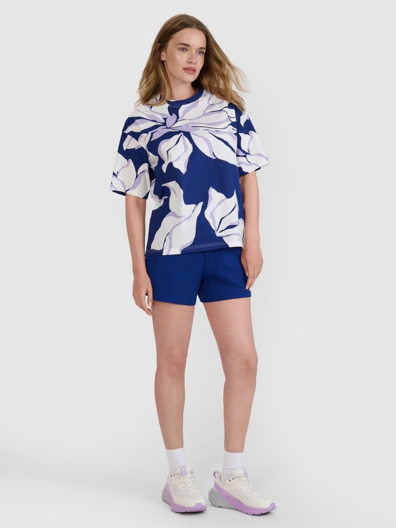 Damski t-shirt oversize z nadrukiem 4F 4FRSS25TTSHF2692 - multikolor