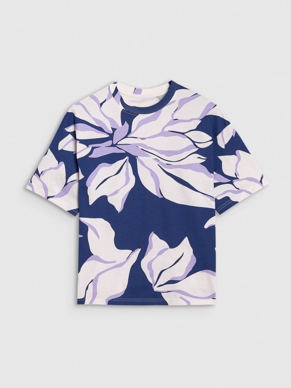 Damski t-shirt oversize z nadrukiem 4F 4FRSS25TTSHF2692 - multikolor