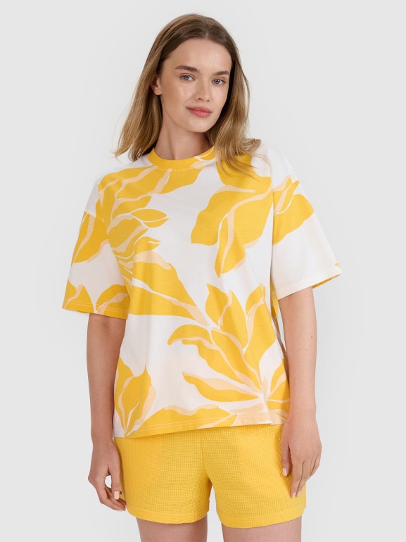 Damski t-shirt oversize z nadrukiem 4F 4FRSS25TTSHF2692 - multikolor