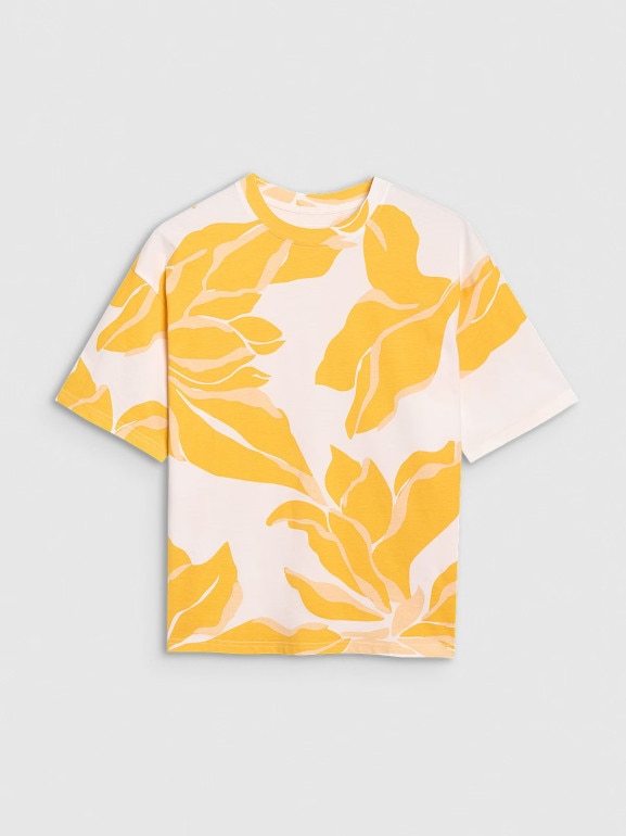 Damski t-shirt oversize z nadrukiem 4F 4FRSS25TTSHF2692 - multikolor