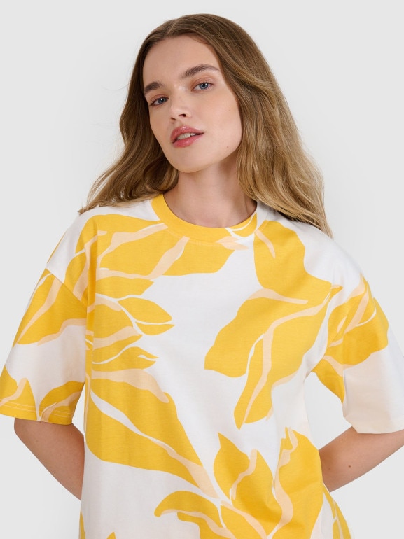 Damski t-shirt oversize z nadrukiem 4F 4FRSS25TTSHF2692 - multikolor