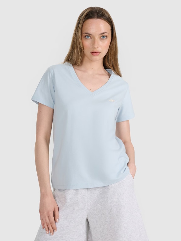 Damski t-shirt oversize 4F 4FRSS25TTSHF2778 - niebieski